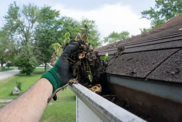 cleaning the gutter