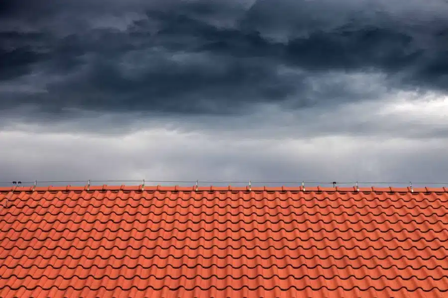 roof of house in a storm